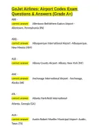 GoJet Airlines Airport Codes Exam Questions & Answers &lpar;Grade A&plus;&rpar;&period;docx&NewLine;&NewLine;