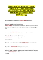 Imsa Field Technician Level I &NewLine;Practice Complete Exam &NewLine;Questions And 100&percnt; Verified &NewLine;Answers &lpar;2026&sol;2027&rpar; Pass &NewLine;Guarantee 