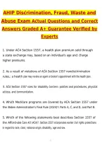 AHIP - Discrimination&comma; Fraud&comma; Waste&comma; & Abuse 2027 Exam Actual Questions & Verified Answers &lpar;2026 &sol; 2027&rpar; A&plus; Grade 100&percnt; Guarantee Verified by Experts