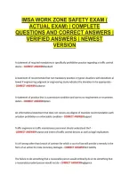 Imsa Work Zone Safety Exam &lpar; &NewLine;Actual Exam&rpar; &vert; Complete &NewLine;Questions And Correct Answers &vert; &NewLine;Verified Answers &vert; Newest &NewLine;Version 