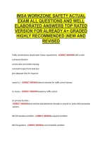 Imsa Workzone Safety Actual &NewLine;Exam All Questions And Well &NewLine;Elaborated Answers Top Rated &NewLine;Version For Already A&plus; Graded &NewLine;Highly Recommended &vert;New And &NewLine;Revised 