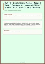 HLTH 644 Quiz 7&colon; Finding Normal &vert; Module 7 Week 7 &vert; Questions and Answers &vert; 2026&sol;2027 Updated &vert; 100&percnt; Correct - Liberty University&NewLine;