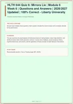 HLTH 644 Quiz 6&colon; Mirrors Lie &vert; Module 6 Week 6 &vert; Questions and Answers &vert; 2026&sol;2027 Updated  &vert; A&plus; Guide &vert; 100&percnt; Correct - Liberty University&NewLine;