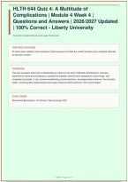 HLTH 644 Quiz 4&colon; A Multitude of Complications &vert; Module 4 Week 4 &vert; Questions and Answers &vert; 2026&sol;2027 Updated  &vert; A&plus; Guide &vert; 100&percnt; Correct - Liberty University&NewLine;