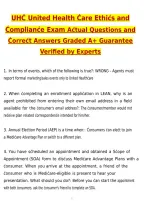 UHC 2027 United Health Care Ethics and Compliance Exam &ndash; United Healthcare Updated Actual Questions & Verified Answers &lpar;2026 &sol; 2027&rpar; A&plus; Grade 100&percnt; Guarantee Verified by Experts