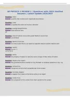 AP PHYSICS 1 REVIEW 1 &vert; Questions with 100&percnt; Verified&NewLine;Answers &vert; Latest Update 2026&sol;2027