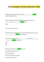 Pharmacology Final Exam Questions 