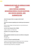 Pharmacology NURS 251 Module 8 Exam &lpar;2025 &NewLine;&sol; 2026&rpar; portage learning&sol; ABCnursing&sol;Geneva &NewLine;College Questions and Verified Answers