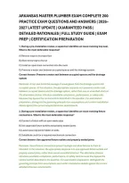 Arkansas Master Plumber Exam Complete 200 &NewLine;Practice Exam Questions And Answers &vert; 2026&NewLine;2027 Latest Update &vert; Guaranteed Pass &vert; &NewLine;Detailed Rationales &vert; Full Study Guide &vert; Exam &NewLine;Prep &vert; Certification Preparation 