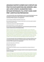 Arkansas Master Plumber Exam Complete 200 &NewLine;Practice Exam Questions And Answers &vert; 2026&NewLine;2027 Latest Update &vert; Guaranteed Pass &vert; &NewLine;Detailed Rationales &vert; Full Study Guide &vert; Exam &NewLine;Prep &vert; Certification Preparation 