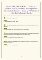 Exam 2&colon; NUR 203&sol; NUR203 &ndash; &lpar;2026&sol; 2027 Updated Version&rpar; Pediatric Nursing Review &vert; Questions & Answers &vert; Grade A&vert; 100&percnt; Correct &lpar;Verified Solutions&rpar;- Fortis&period;