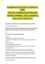 Pharmacology NURS 251 Module 9 Exam &NewLine;portage learning Questions and Verified &NewLine;Answers&comma; 100&percnt; Guarantee Pass 