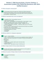Module 2&colon; PMH Nursing Roles&comma; Practice Settings&comma; &&NewLine;Assessment &lpar;CMAN 272&rpar; &vert; UPDATED Questions with 100&percnt;&NewLine;Verified Answers