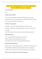 DAD 220 - Introduction to Course Questions&NewLine;with Verified Correct Answers