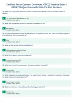 Certified Texas Contract Developer &lpar;CTCD&rpar; Practice Exam &vert;&NewLine;UPDATED Questions with 100&percnt; Verified Answers