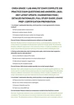 Cwea Grade 1 Lab Analyst Exam Complete 200 &NewLine;Practice Exam Questions And Answers &vert; 2026&NewLine;2027 Latest Update &vert; Guaranteed Pass &vert; &NewLine;Detailed Rationales &vert; Full Study Guide &vert; Exam &NewLine;Prep &vert; Certification Preparation