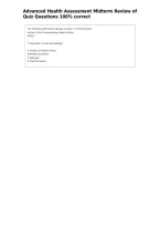Advanced Health Assessment Midterm Review of Quiz Questions 100&percnt; correct