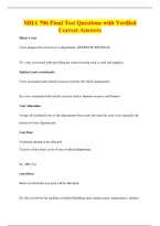 MHA 706 Final Test Questions with Verified&NewLine;Correct Answers