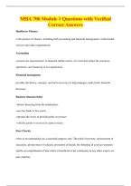 MHA 706 Module 1 Questions with Verified&NewLine;Correct Answers