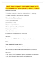 Intuit Bookkeeping Certification Exam Study&NewLine;Guide Questions with Verified Correct Answers