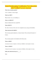 Intuit Bookkeeping Certification Test Questions&NewLine;with Verified Correct Answers