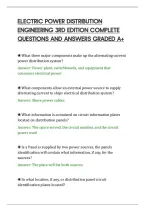 Electric Power Distribution&NewLine;Engineering 3Rd Edition Complete&NewLine;Questions And Answers Graded A&plus;Electric Power Distribution&NewLine;Engineering 3Rd Edition Complete&NewLine;Questions And Answers Graded A&plus;