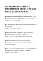 Electric Power Distribution&NewLine;Engineering 3Rd Edition Final Paper&NewLine;Questions And Solutions