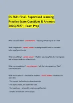 CS 7641 Final - Supervised Learning &NewLine;Practice Exam Questions & Answers 2026&sol;2027 &vert; Exam Prep &NewLine;