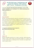 MATH 2341 Exam 1 &vert; Full Questions and worked Out Solutions &vert; 2026-2027 Updated &vert; 100&percnt; Correct - Northeastern University&period;&NewLine;