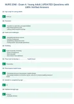 NURS 2040 &shy; Exam 4&colon; Young Adult &vert; UPDATED Questions with&NewLine;100&percnt; Verified Answers&NewLine;