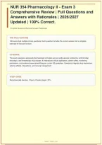 NUR 354 Pharmacology II &mdash; Exam 3 Comprehensive Review &vert; Full Questions and Answers with Rationales &vert; 2026&sol;2027 Updated  &vert; A&plus; Guide  &vert; 100&percnt; Correct&period;&NewLine;