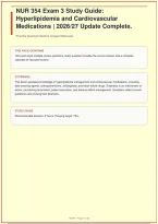 NUR 354 Exam 3 Study Guide&colon; Hyperlipidemia and Cardiovascular Medications  &vert; A&plus; Guide &vert; 2026&sol;27 Update Complete&NewLine;