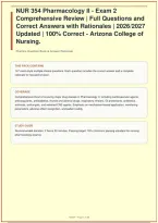 NUR 354 Pharmacology II &mdash; Exam 2 Comprehensive Review &vert; Full Questions and Correct Answers with Rationales &vert; 2026&sol;2027 Updated &vert; 100&percnt; Correct - Arizona College of Nursing&NewLine;