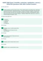 NURS 2040 Exam 2 &lpar;mobility&comma; protection&comma; metabolism&comma; cancer&rpar; &vert;&NewLine;UPDATED Questions with 100&percnt; Verified Answers