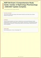 NUR 354 Exam 2 Comprehensive Study Guide&colon; Cardiac & Nephrology Pharmacology  &vert; A&plus; Guide &vert; 2026&sol;2027 Update Complete&period;&NewLine;