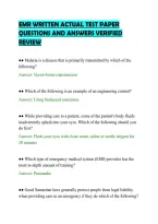 Emr Written Actual Test Paper&NewLine;Questions And Answers Verified&NewLine;Review