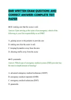 Emr Written Exam Questions And&NewLine;Correct Answers Complete Test&NewLine;Paper