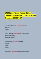  &NewLine;ONS Chemotherapy Immunotherapy &NewLine;Certificate Exam Review &vert; Latest Questions & Answers &vert; 2026&sol;2027 &NewLine;