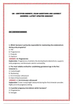 Cm - Certified Midwife &vert; Exam Questions And Correct Answers &vert; Latest Updated 2026&sol;2027&NewLine;&NewLine;