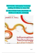 Test Bank For Information Technology Auditing 4th Edition By James A&period; Hall &lpar;All Chapters&comma; Fully Covered 100&percnt; Original Verified&comma; A&plus; Grade&rpar; &vert; Latest Update 2026&sol;2027