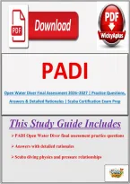 PADI Open Water Diver Final Assessment 2026&ndash;2027 &vert; Practice Questions&comma; Answers & Detailed Rationales &vert; Scuba Certification Exam Prep