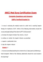 ANCC Med-Surg Certification Exam &lpar;Latest 2026&sol;2027&rpar; Questions with Correct Answers Pass the Exam&comma; 100&percnt; Verified