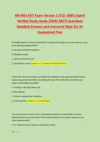 RN HESI EXIT Exam Version 1 &lpar;V1&rpar;&colon; 100&percnt; Expert &NewLine;Verified Study Guide &lpar;2026&vert;2027&rpar; Questions &NewLine;Detailed Answers and Instructor Note For A&plus; &NewLine;Guaranteed Pass