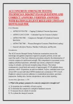 Aci Concrete Strength Testing &NewLine;Technician 2026&sol;2027 Exam Questions And &NewLine;Correct Answers &lpar;Verified Answers&rpar; &NewLine;With Rationales Just Released &vert; Instant &NewLine;Download Pdf&period;