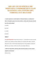 Abo Advanced Ophthalmic&NewLine;Dispensing Comprehensive Exam&NewLine;Questions And Answers 100&percnt;&NewLine;Verified&period; Just Released