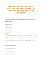 Abo Ophthalmic Dispensing&NewLine;Midterm Exam Questions And&NewLine;Answers 100&percnt; Verified&period; Just&NewLine;Released