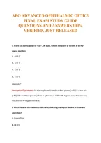 Abo Advanced Ophthalmic Optics&NewLine;Final Exam Study Guide&NewLine;Questions And Answers 100&percnt;&NewLine;Verified&period; Just Released