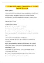 C702- Forensic Science Questions with Verified&NewLine;Correct Answers