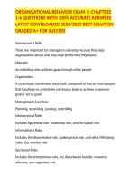 Organizational Behavior Exam 1&colon; Chapters 1-6 Questions With 100&percnt; Accurate Answers Latest Downloaded 2026&sol;2027 Best Solution Graded A&plus; For Success