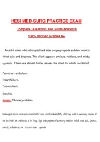 HESI Med-Surg Practice Exam &lpar;Latest 2026&sol;2027&rpar; Questions with Correct Answers Pass the Exam&comma; 100&percnt; Verified
